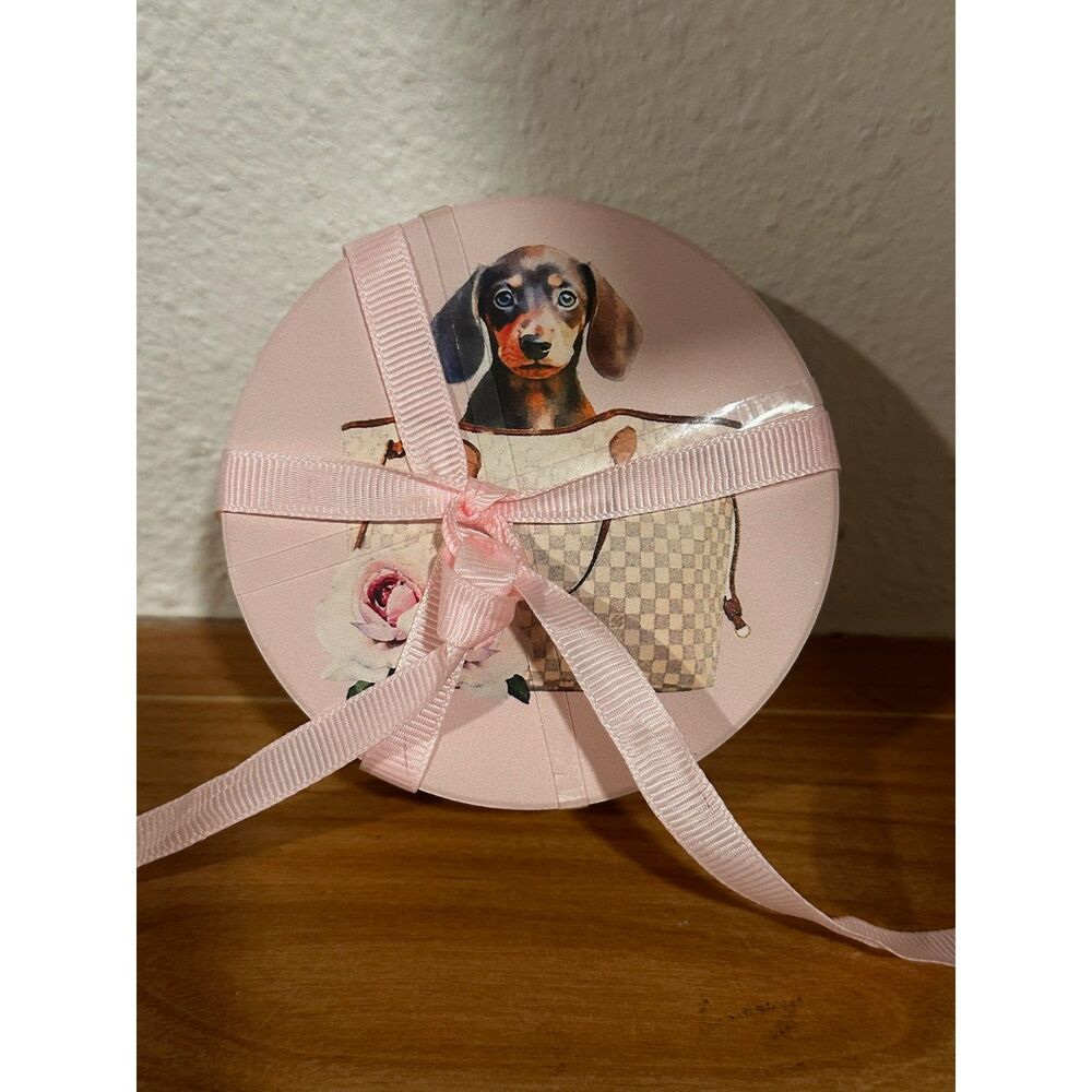 Amanda Greenwood Set of 4 Pink Dog Assorted Coaters NWT